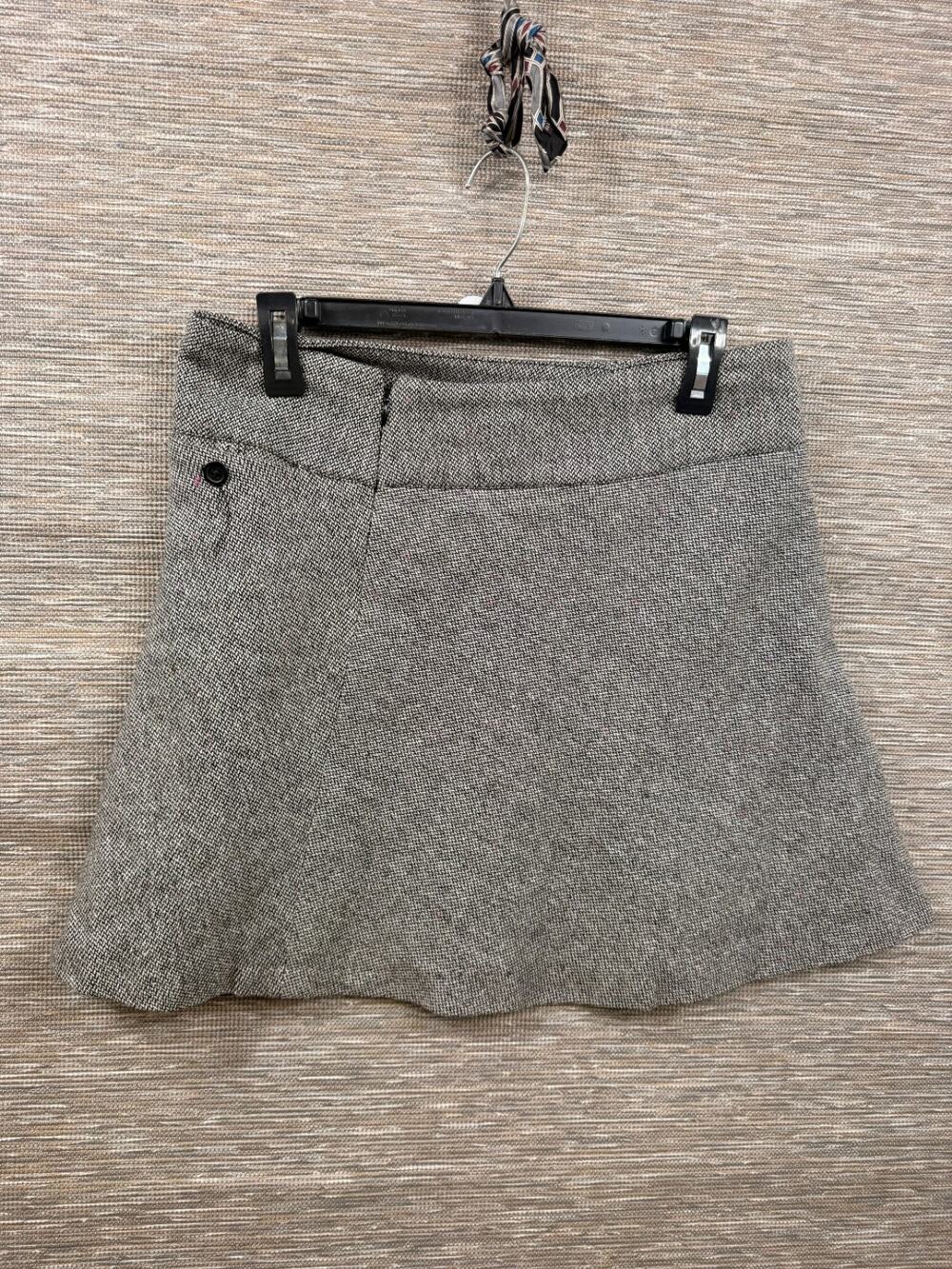 Gap Tweed Wool Blend A-Line Mini Skirt Womens Size 6 Brown Pockets